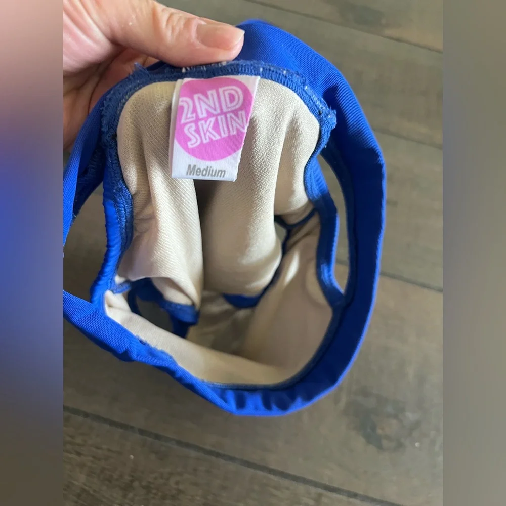 Second Skin Cheyenne Set Royal Blue Dance Costume with Criss-Cross Straps Girls - Picture 5 of 6